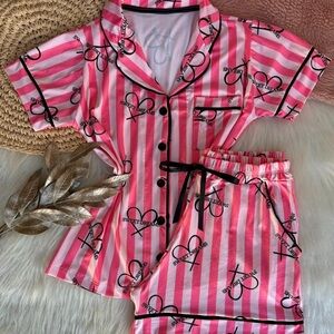 Sweet Dreams Pink and Black Striped Pajama Set